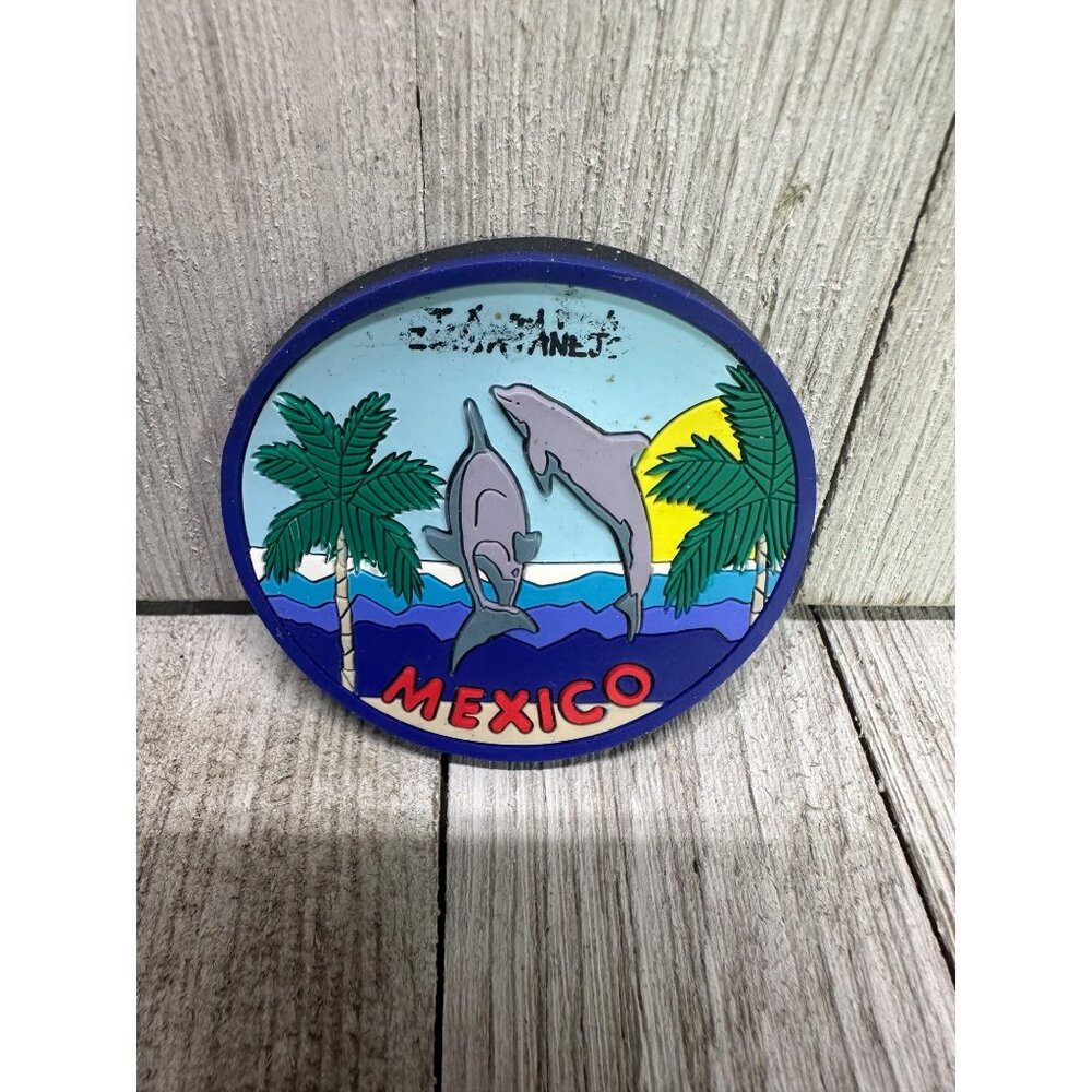 Vintage Mexico Beach w/ Dolphin Fridge Magnet Souvenir Gift Home Kitchen Decor